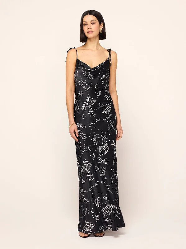 Women's Clothing Online Cindy Black Opera Print Maxi Dress