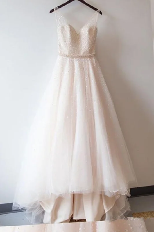 Colorful Clothing Roycebridal Roycebridal Blush Pink Tulle Ball Gown Lace Prom Dresses, Sweetheart Wedding Dress, MW111 Colorful Clothing Roycebridal Roycebridal Blush Pink Tulle Ball Gown Lace Prom Dresses, Sweetheart Wedding Dress, MW111
