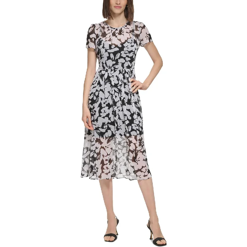 Big Sale Event Calvin Klein Womens   Chiffon Sheer Midi Dress