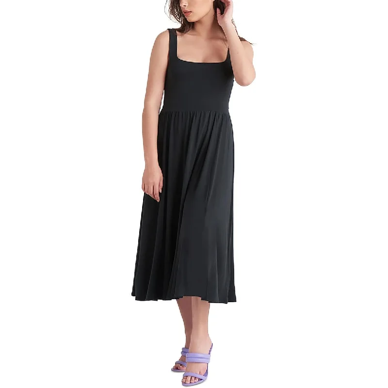 Flash Sale Event Black Tape_ Womens Mid Calf Rayon Midi Dress