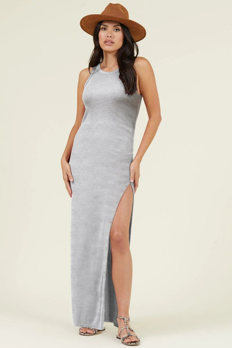 Exclusive Discount Cabana Side Slit Maxi Dress - Heather Grey