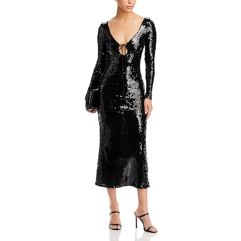 Redefining Women's Style Bardot Womens Verona Sequined Long Sleeve Maxi Dress