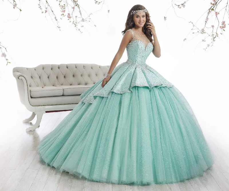 End Of Season Sale Quinceanera Collection - 26873 Illusion Jewel Pleated Ballgown