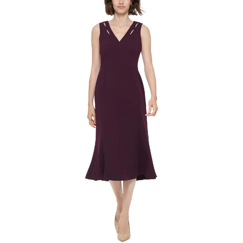 Innovate Your Wardrobe Calvin Klein Womens V-Neck A-Line Midi Dress