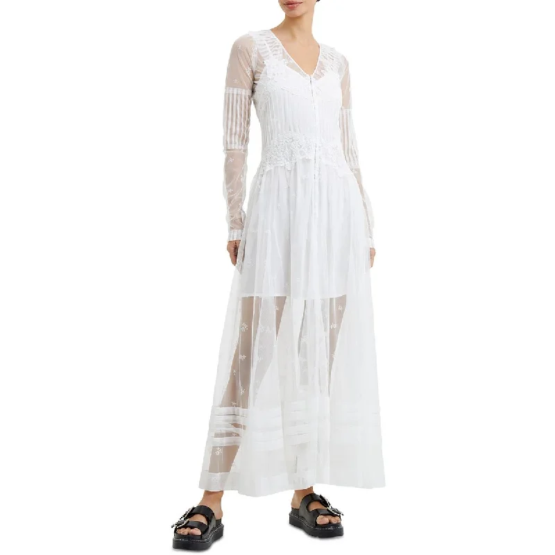 Quality Wear French Connection Womens Tea Length Embroidered Midi Dress