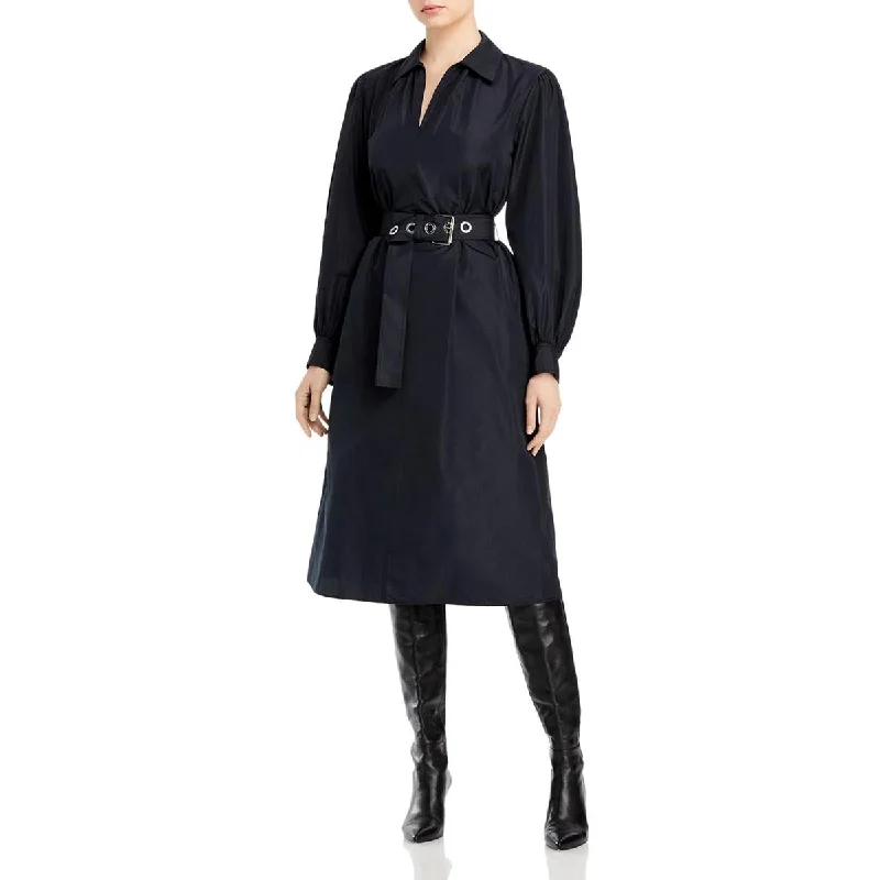 Style Streetwear Lafayette 148 New York Womens Bishop Sleeve Calf Midi Dress