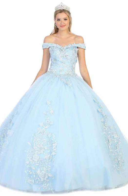 Limited Time Offer May Queen - LK136 Off Shoulder Rose Appliqued Ballgown