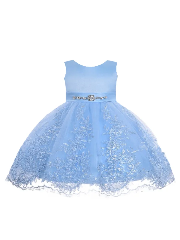 Trend Driven Wardrobe Little Girls Sky Blue Rhinestone Embellished Sash Flower Girl Dress 2T-4T