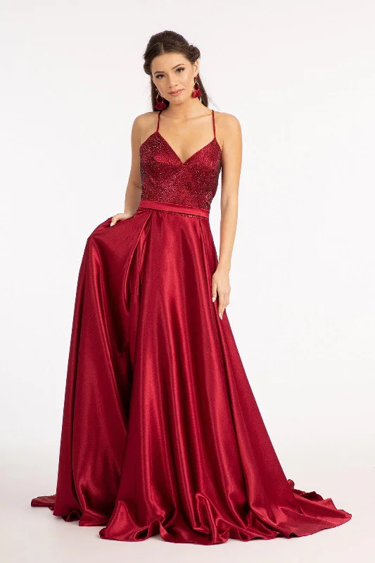 Trendy Outfits For Ladies Long Spaghetti Strap Satin Prom Formal Gown