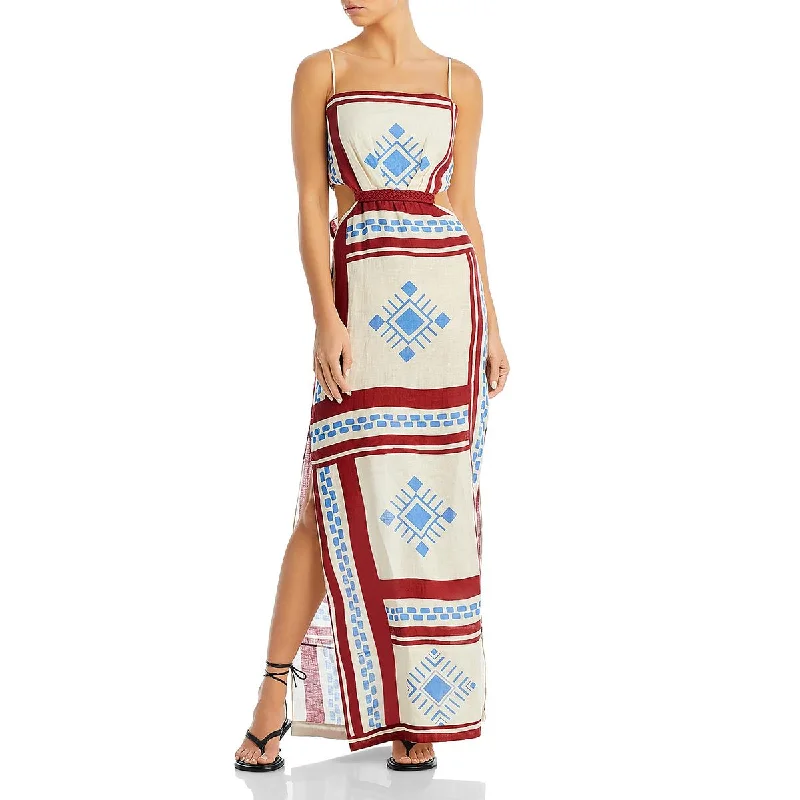 Stylish Basics Johanna Ortiz Womens Kay Pacha Cut-Out Long Maxi Dress