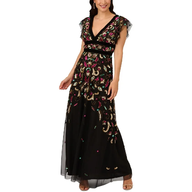 Fashion Forward Outfits Adrianna Papell Womens Embellished Sequined Maxi Dress