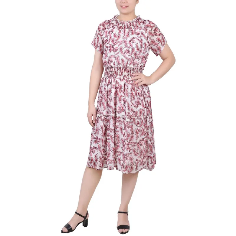 Versatile Wardrobe Essentials NY Collection Womens Ruffled Smocked Midi Dress