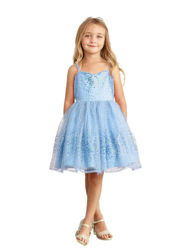 Versatile Wardrobe Essentials Little Girls Sky Blue Spaghetti Strap Sequin Tulle Flower Girl Dress 2-6