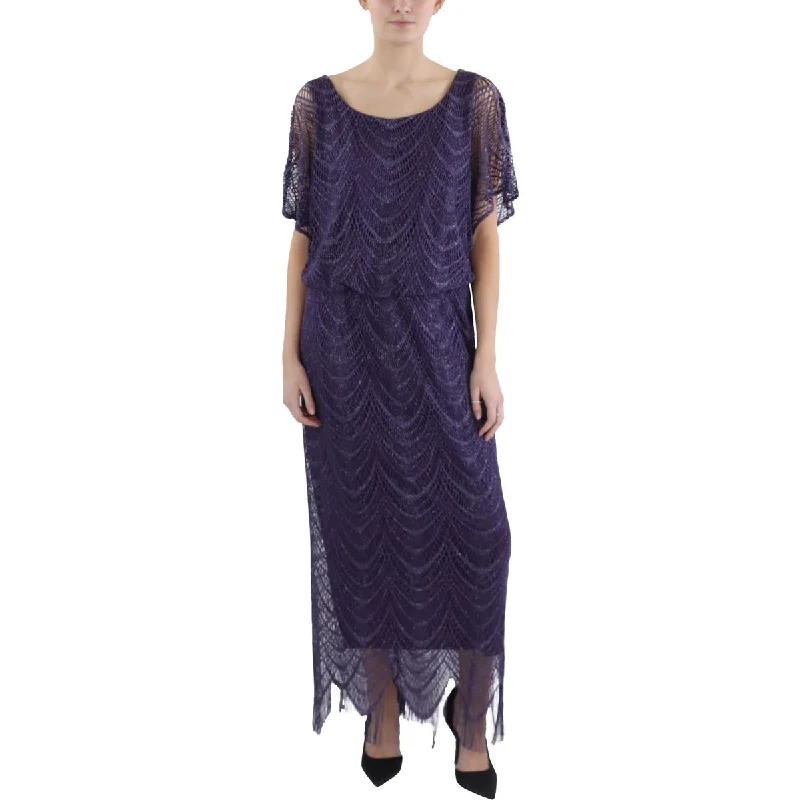 Mega Sale SLNY Womens Plus Full Length Fringe Maxi Dress