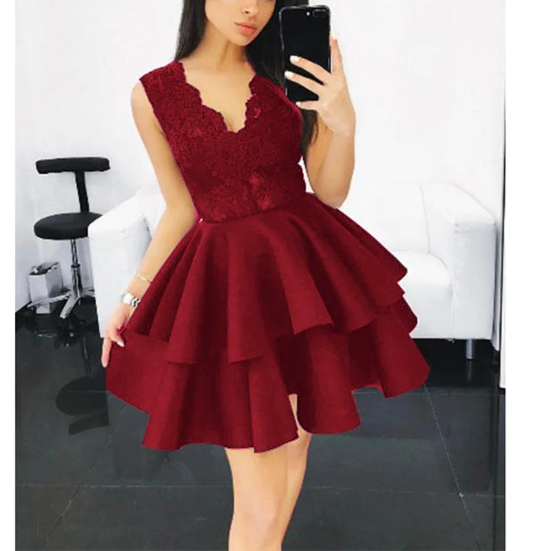 Street Style Fashion V neck Lace Lovely Short Girls Homecoming Dress 2018 Graduation Semi Formal Cocktail Party Dress SP347 Street Style Fashion V neck Lace Lovely Short Girls Homecoming Dress 2018 Graduation Semi Formal Cocktail Party Dress SP347