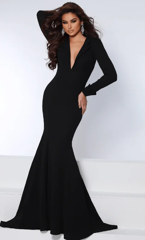 Trendy Threads Johnathan Kayne 2634 - Long Sleeve Collar Evening Gown