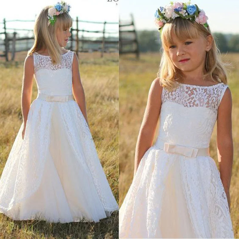 City Fashion Siaoryne First Communion Dresses For Girls Long Lace Boat Neck Flower Girl Dresses Sleeveless LP1010 City Fashion Siaoryne First Communion Dresses For Girls Long Lace Boat Neck Flower Girl Dresses Sleeveless LP1010