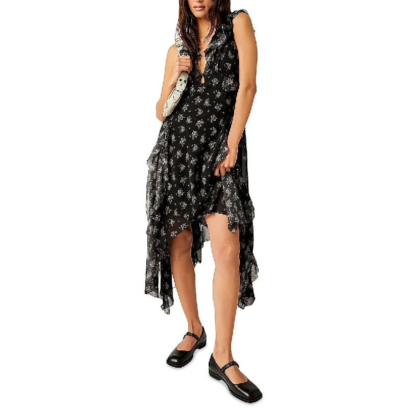 Women's Fashion Hotspots Free People Womens Joaquin Chiffon Ruffled Midi Dress