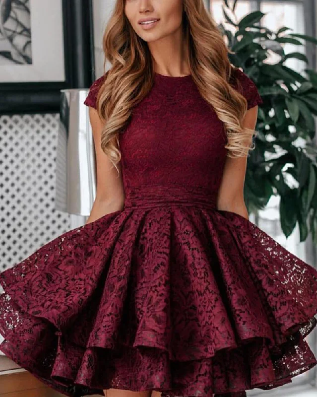 Modern Casual Clothing Siaoryne SP5412 Burgundy Lace Short Homecoming Prom Dress for Girls 8th grade Party Gown Modern Casual Clothing Siaoryne SP5412 Burgundy Lace Short Homecoming Prom Dress for Girls 8th grade Party Gown