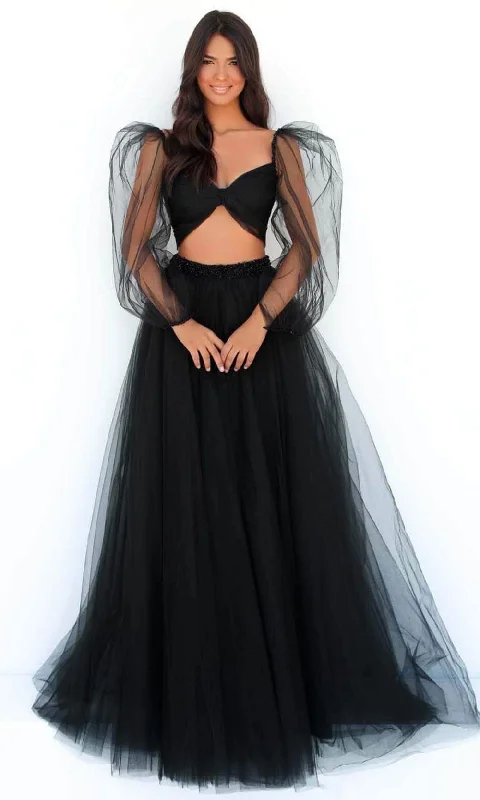 Women Wear Brands Tarik Ediz - 51037 Two-Piece Sheer Bishop Sleeve Prom Gown