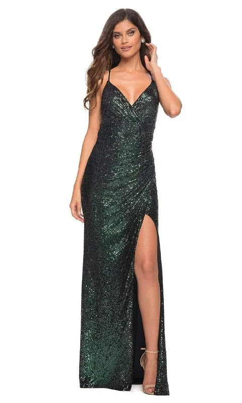 Fashion Forward La Femme - 30374 Sequined Column V Neck Gown