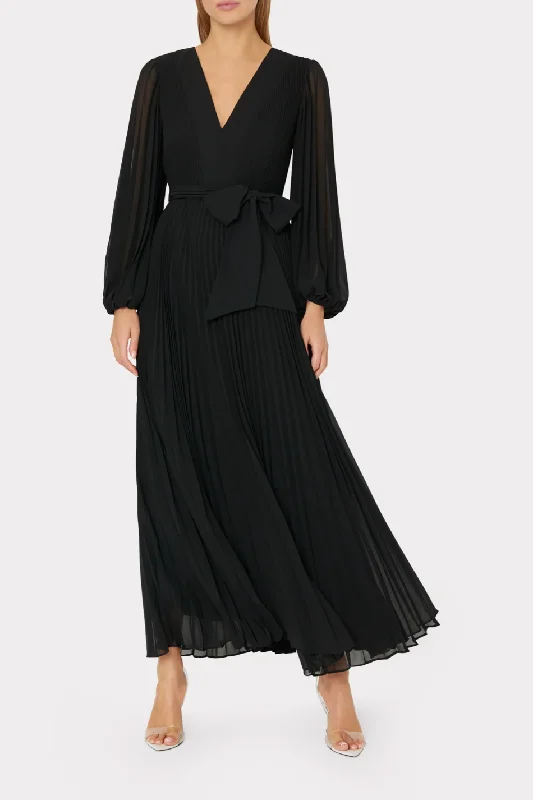 End of Season Sale Nadie Pleated Maxi Dress - Black