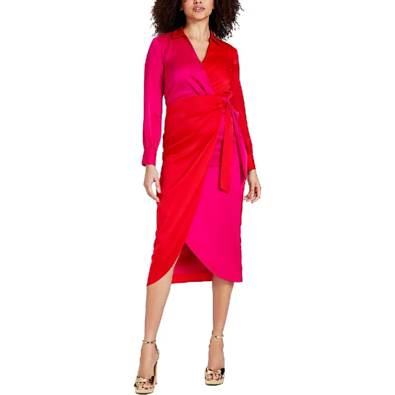 Relaxed Style Anne Klein Womens Colorblock Cocktail & Party Dress Midi Dress