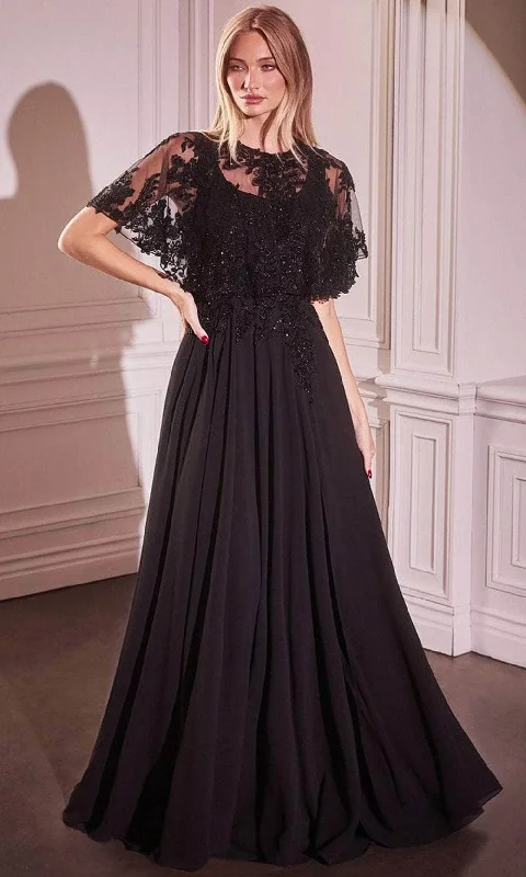 High-End Women’s Apparel Cinderella Divine CDS503 - Cape Applique Evening Gown