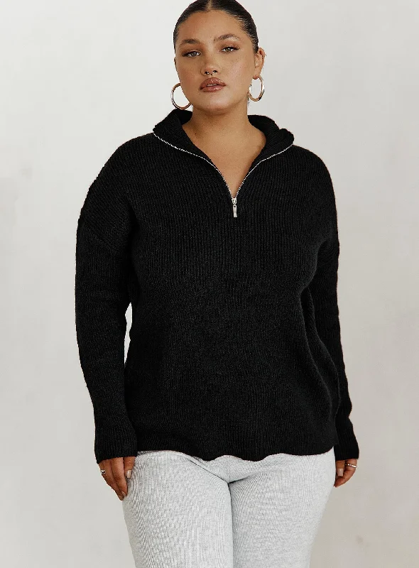 Wardrobe Essentials Bessy Knit Sweater Black Curve