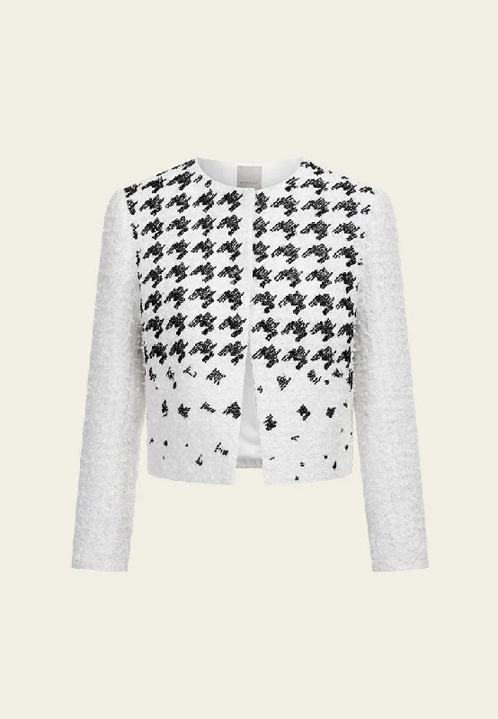 Best Clearance Sales Right Now Houndstooth-detail White Tweed Jacket