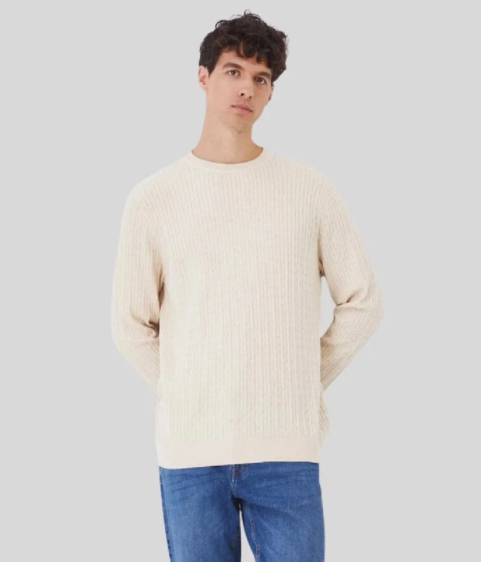 Catch Every Fashion Trend Natural Mens Wool Blend Cable Jumper