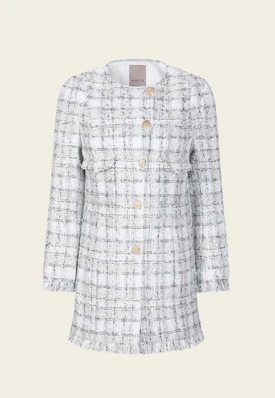 End Of Season Sale Clothing Thigh-Length White Plaid Coat