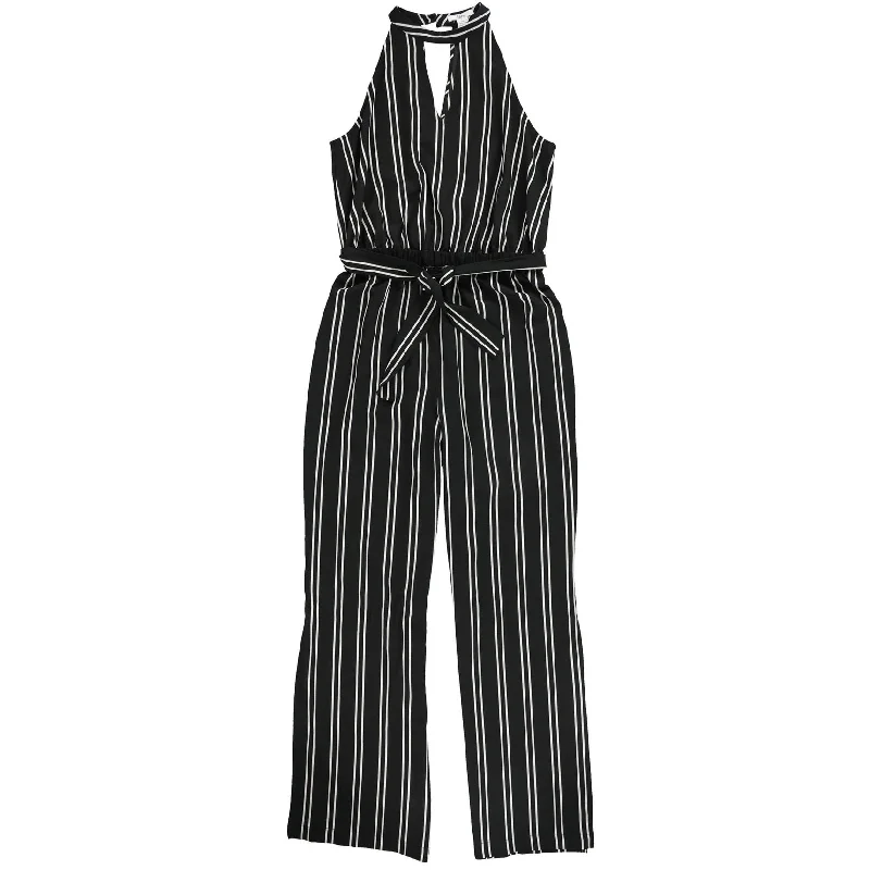 Women Wear Online bar III Womens Striped Jumpsuit, Black, 12