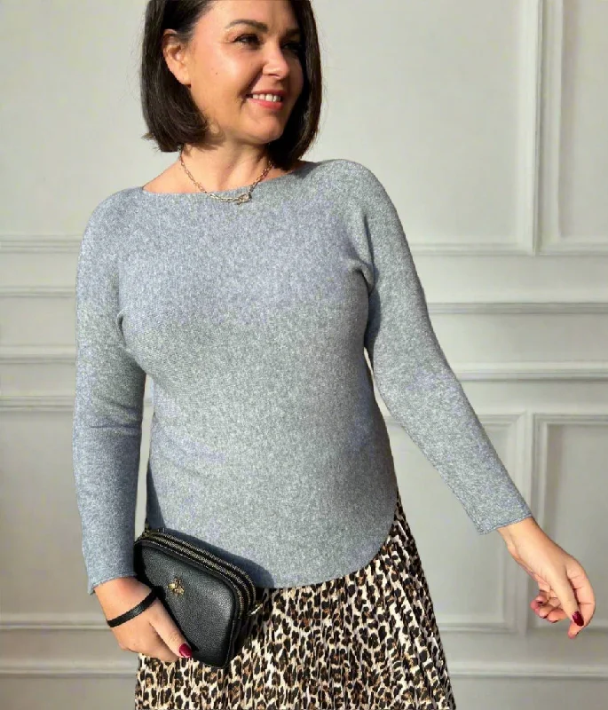 Trend Setting Threads Grey Rachel Fine Knit Jumper