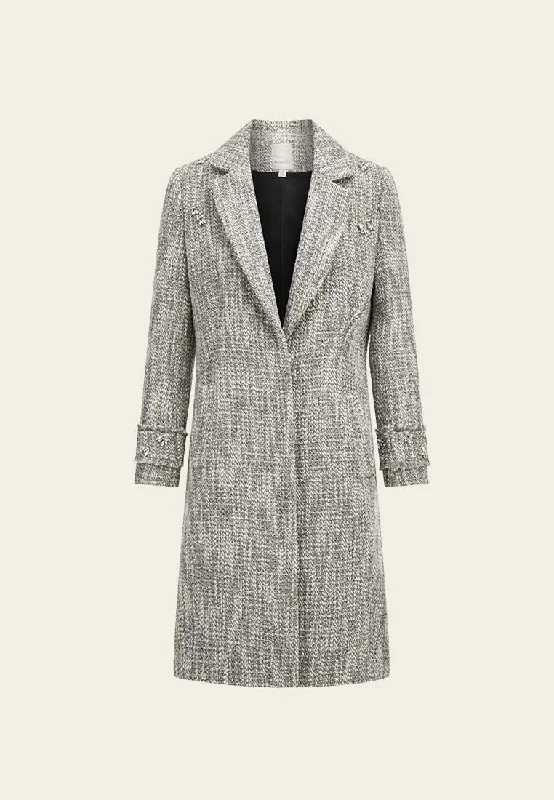 Trendy Online Boutiques Gem-detail Lapel Tweed Coat