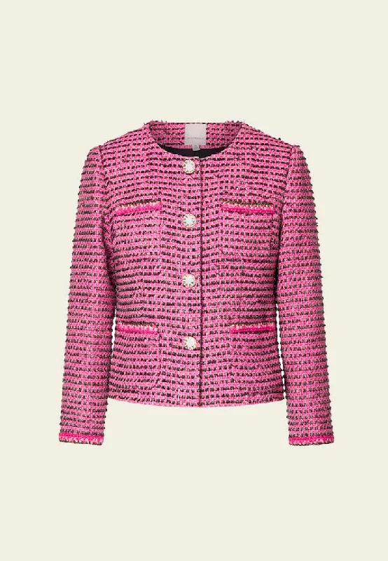 Women Clothing Fuchsia Lurex Tweed Short Jacket