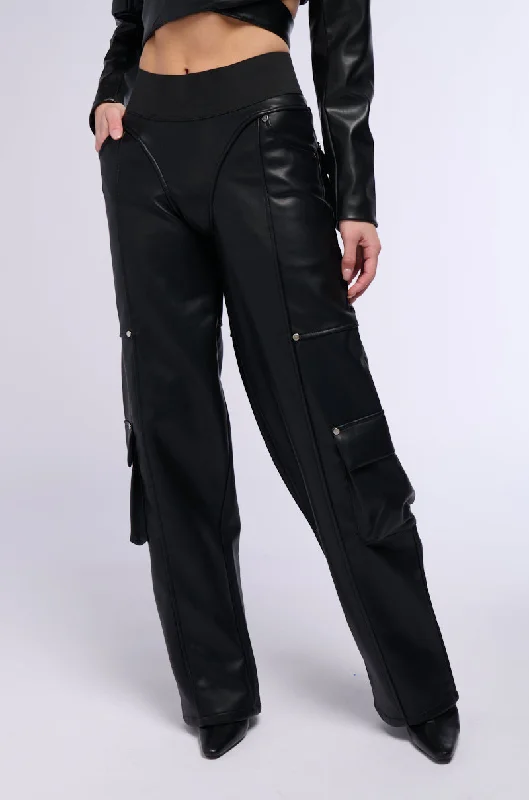 Urban Femme Streetwear BACK FROM THE MATRIX WIDE LEG STRETCH PU PANT