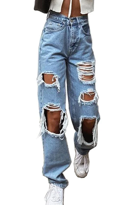 Elegant Attire For The Modern Lady Ladies Ripped Denim Jeans