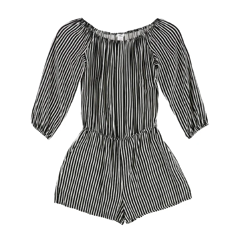 Trendy Outfits For Girls bar III Womens Striped Romper Jumpsuit, Black, X-Small