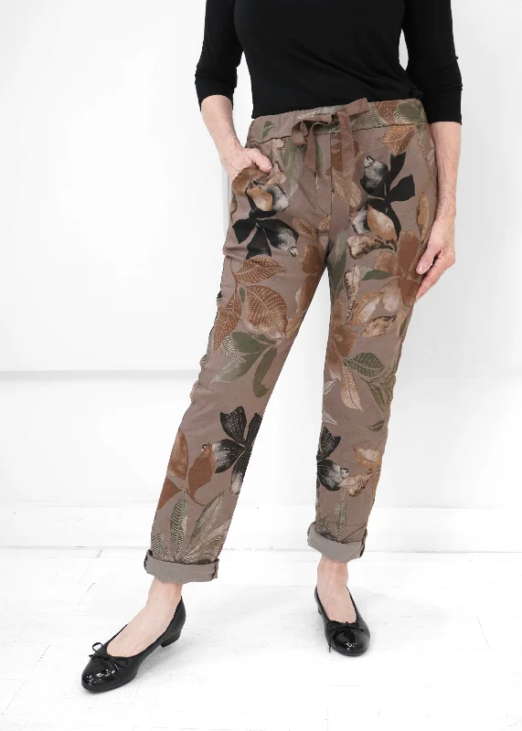 Stylish Savings Orange - Botanical Print Jogger