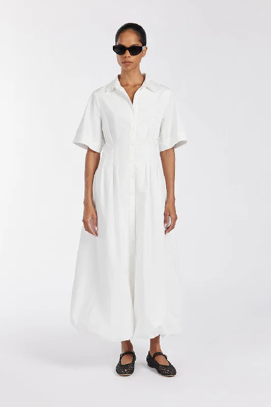 Redefining Women's Fashion TALLULAH WHITE COTTON MIDI DRESS