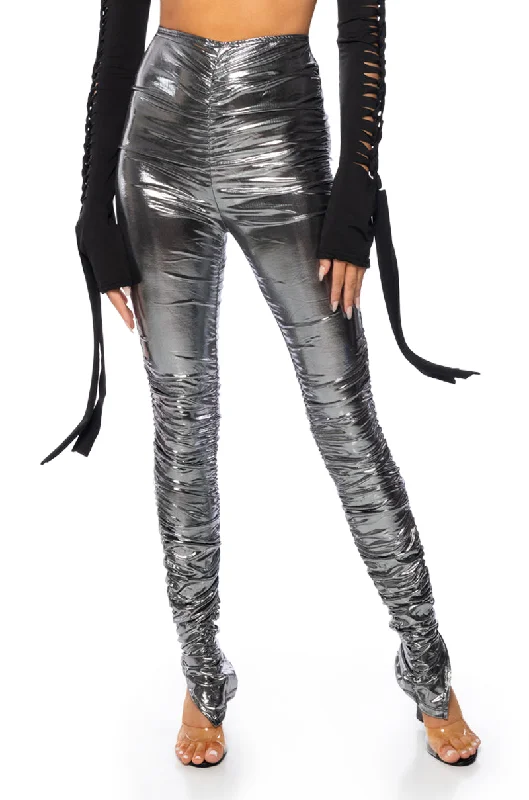 Women’s High Street Fashion IN THE COSMOS METALLIC RUCHED LEGGING