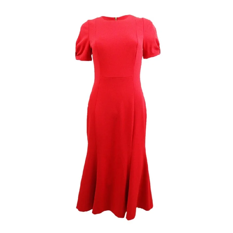 Sale Clearance Calvin Klein Women's Trumpet Knot Sleeve Midi Dress (2, Red)