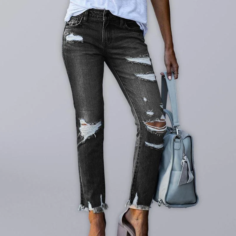 Weekend Exclusive Women’s Ripped Straight Leg Jeans