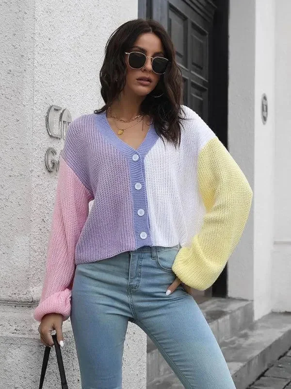 Comfortable Chic Color Block Cardigan Cardigan Sweater