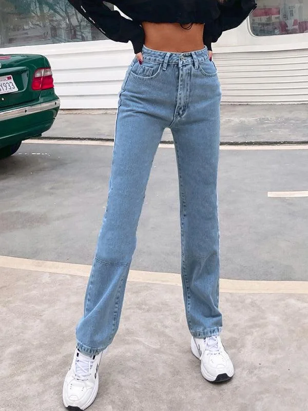 Unleash Your Style Women's Denim Jeans - High Waist Straight-leg