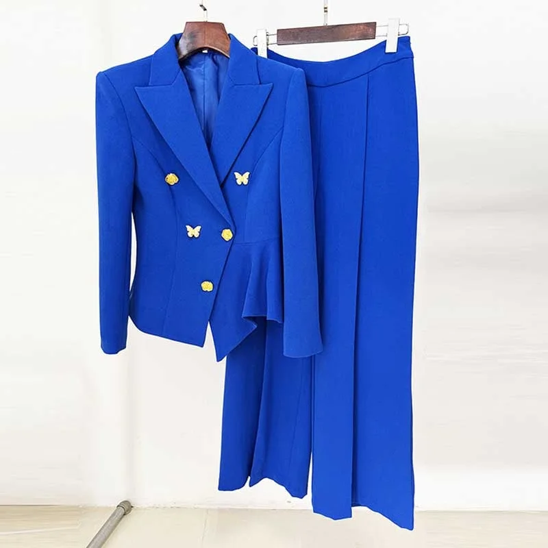 VIP Member Discount Women's Blue Pantsuit Two Pieces Formal Suit Formal Business Suit