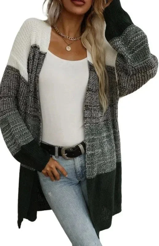 Women’s Fashion Essentials Contrast Color Women Cardigan Sweater