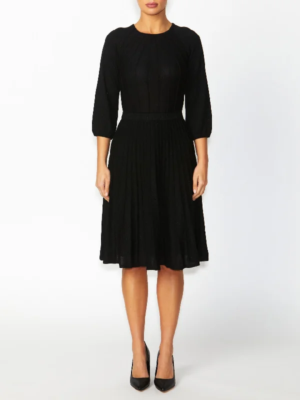 Stupidly Low Prices Pia Black Pleated Knit Dress