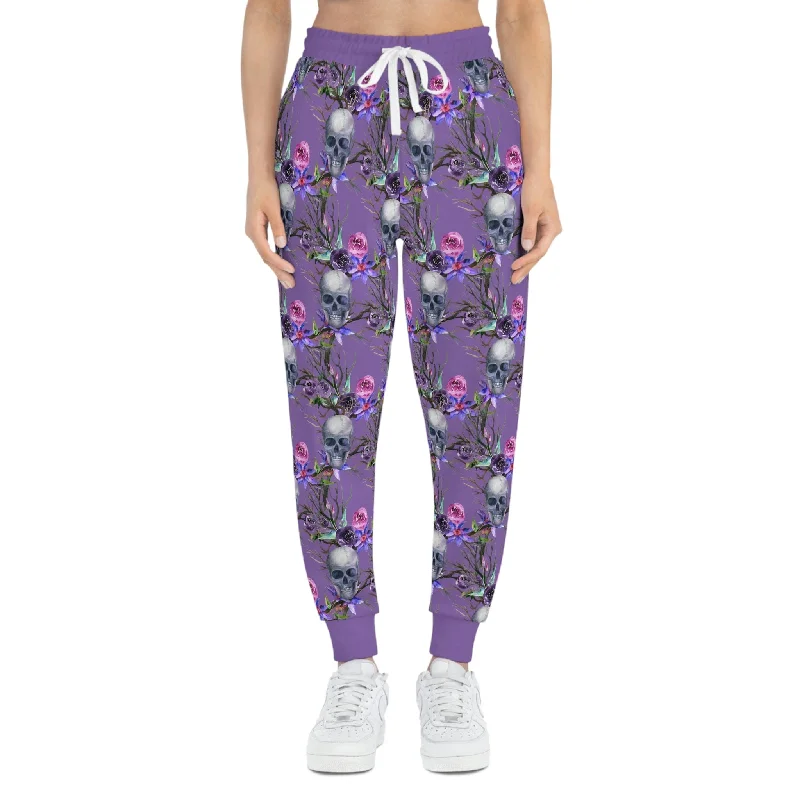 Comfortable Chic Women's Purple Skull Athletic Joggers